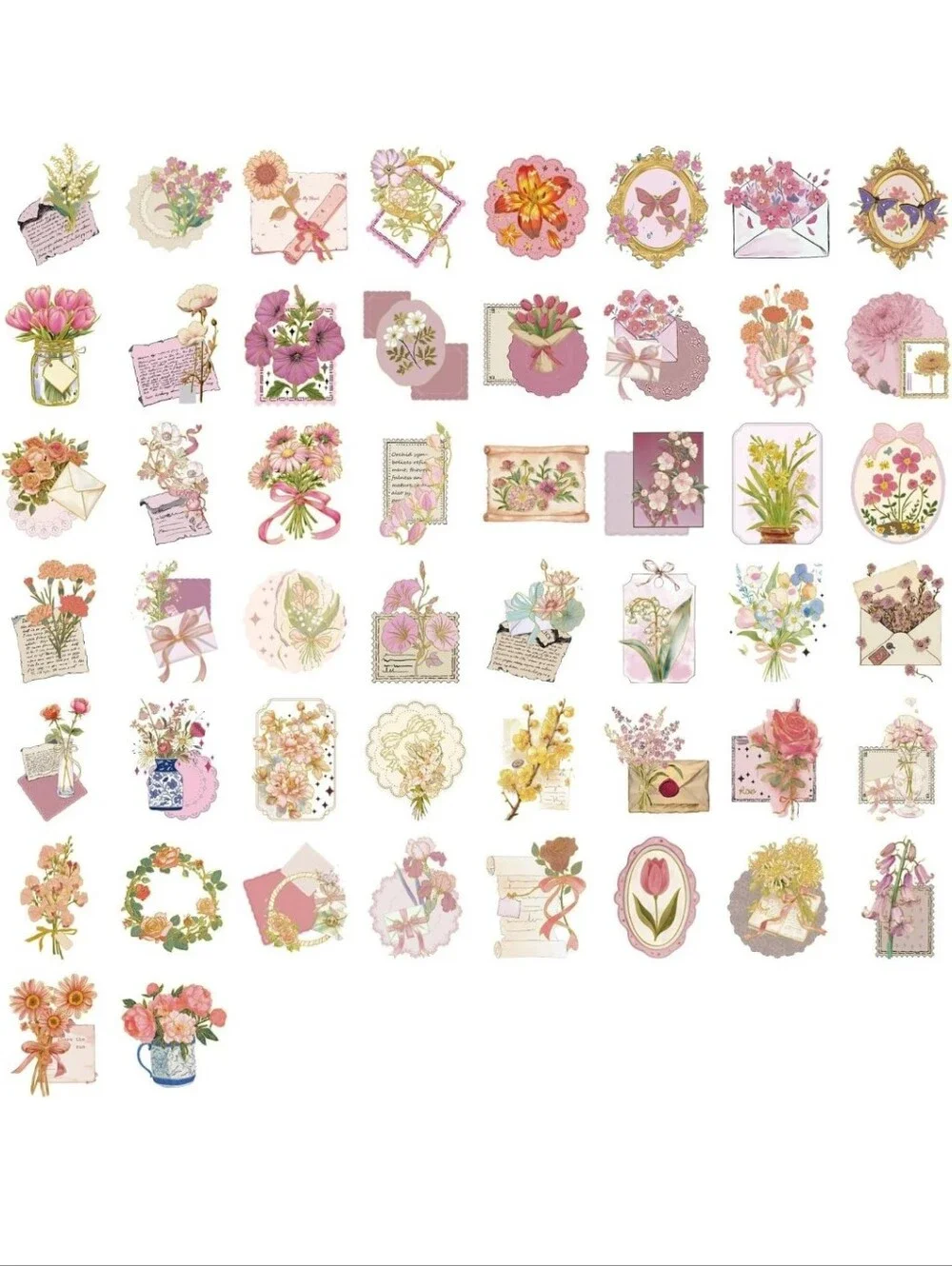 Floral Collage Home Accents Wall Art - Pink and Cream